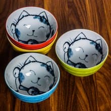 美濃燒日本招財貓陶瓷碗湯碗沙拉碗拉麵碗大號家用飯碗釉下彩日式