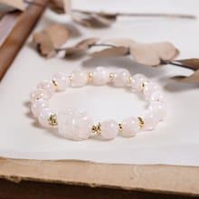 粉幽靈 雪花幽靈 貔貅 手鍊 天然礦石水晶 一圖一物 淡淡的粉