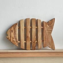 手工橄欖木魚形隔熱墊