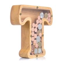 Wood piggy bank for kids and adults LETTER Personalized coin bank for boys