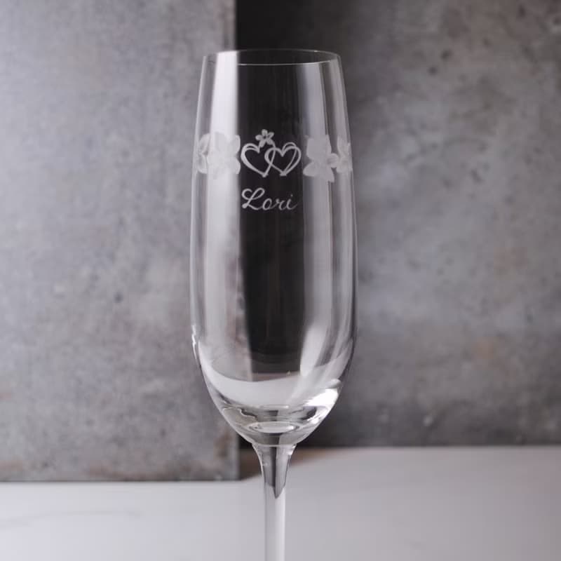 210cc【桐花香檳杯】情人節紀念酒杯雕刻 七夕送禮