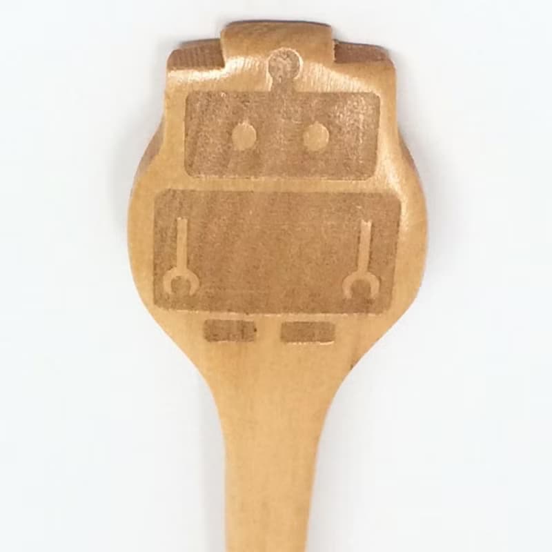 【SPICE】日本 PETIT'S MAMAN 兒童天然木頭叉子&湯匙套組-機器人