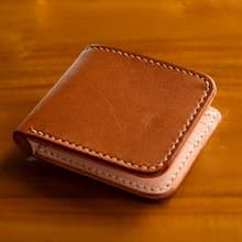 棕色植鞣皮雙折皮夾