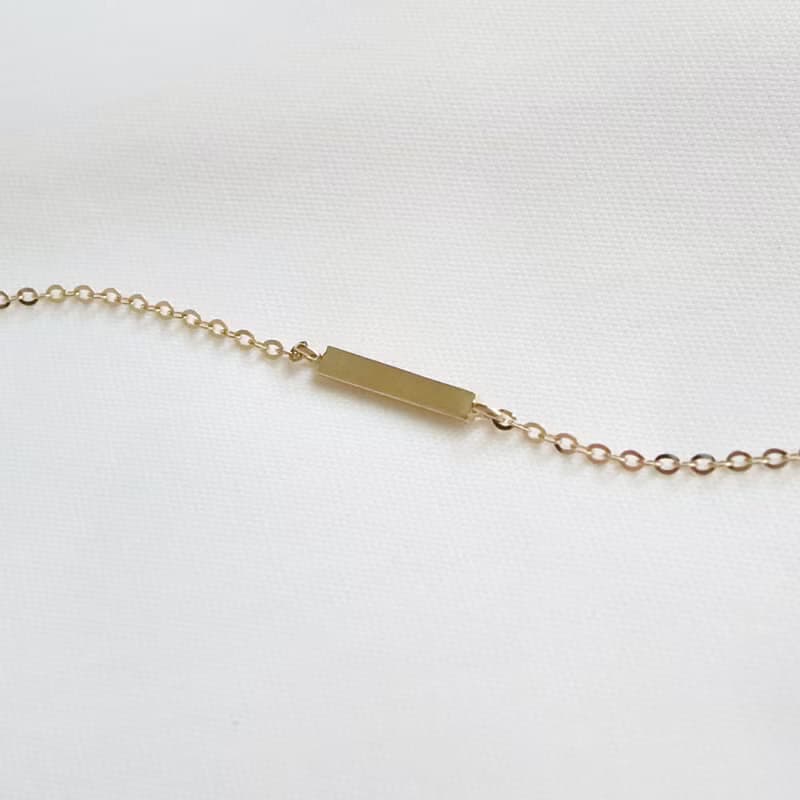 一字亮面14K金手鍊