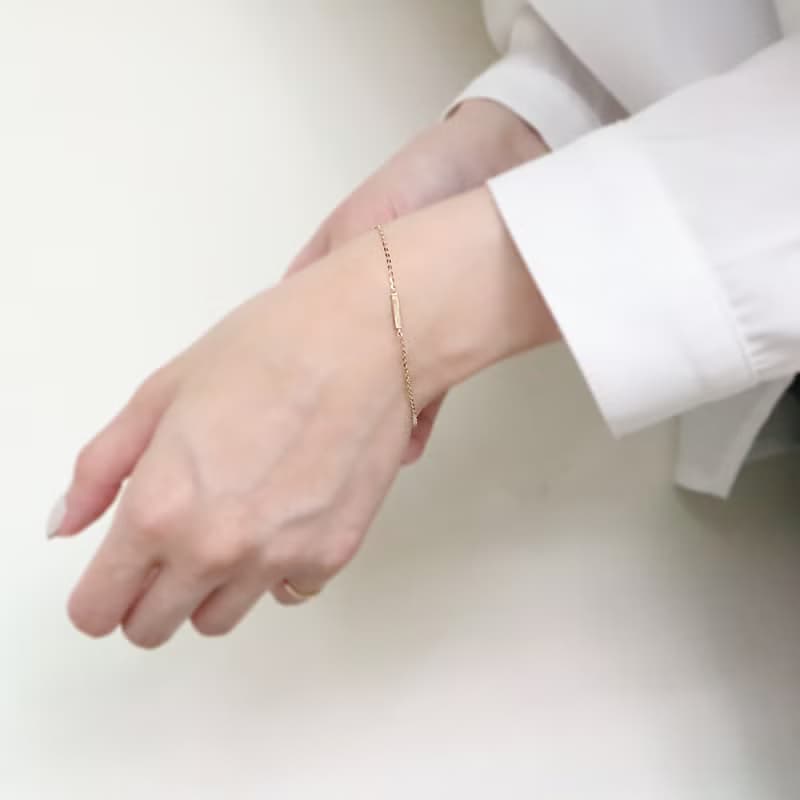 一字亮面14K金手鍊