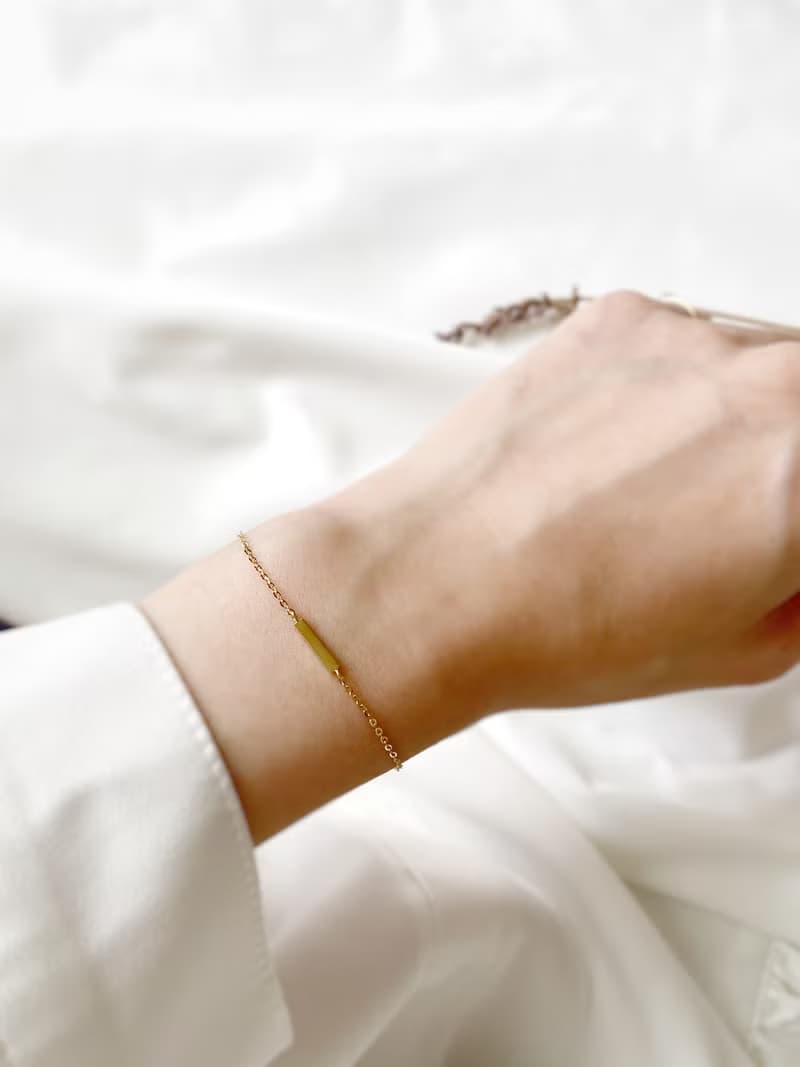 一字亮面14K金手鍊