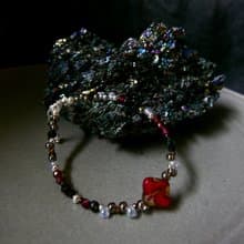 天然石手鍊/紅石榴石/黑尖晶