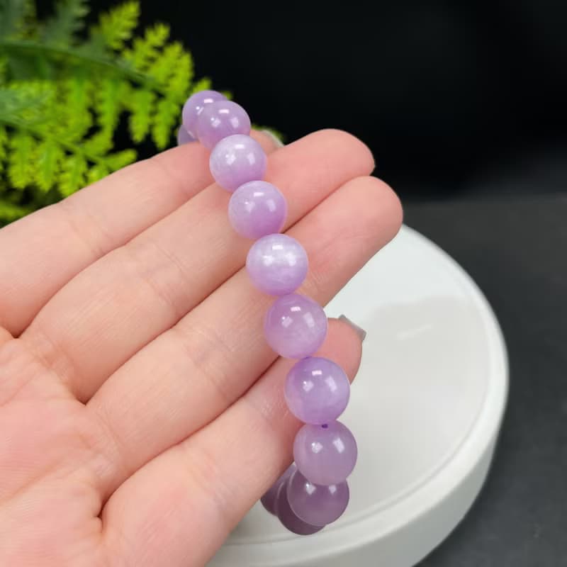 精品紫鋰輝手串10.5mm冰潤顆顆貓眼薰衣草水晶手錬女招財辟邪運勢