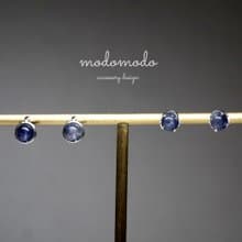 ll 6mm血滴堇青石 ll 925純銀貼耳耳針 ER-00054