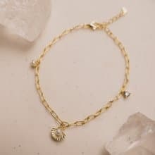 美人魚回形針吊飾手鍊 925銀 14K金 珍珠手鍊 海藍寶手鍊