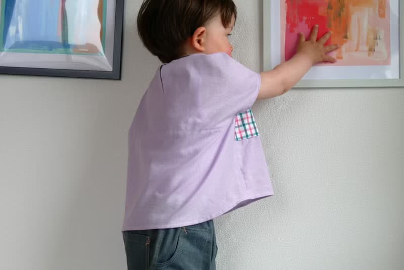 子供服　チェック半袖ブラウス