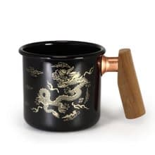 木柄 琺瑯杯 400ml (錢龍杯-黑)