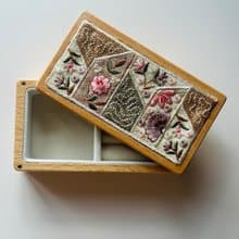 印度刺繡實木首飾盒