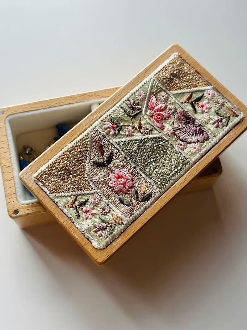印度刺繡實木首飾盒