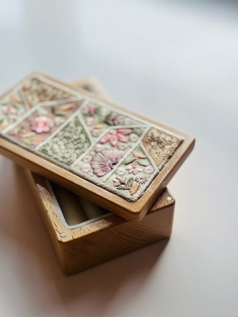 印度刺繡實木首飾盒