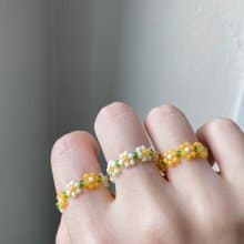 Beaded Flower Ring Corn yellow Collection (4.3-6.3cm)