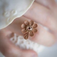 【14KGF】開口戒 / 包金軟陶 花算命  / 焦糖色 雛菊