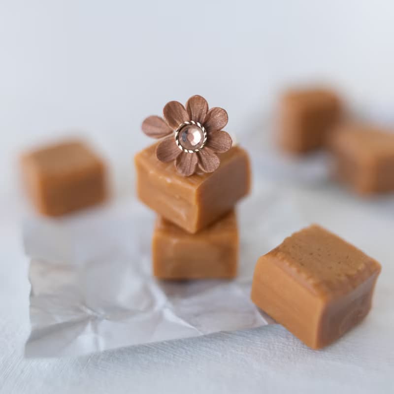 【14KGF】開口戒 / 包金軟陶 花算命  / 焦糖色 雛菊