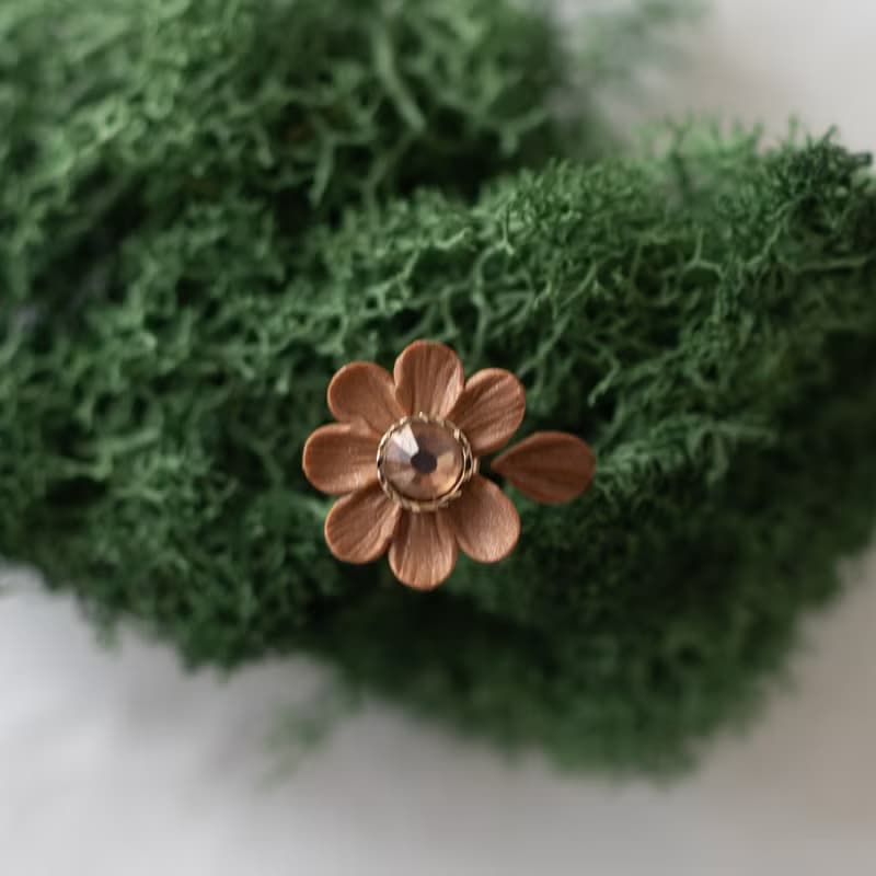 【14KGF】開口戒 / 包金軟陶 花算命  / 焦糖色 雛菊