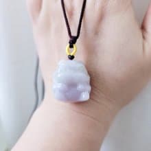 【親翠】天然翡翠 肚子一抹淡紫屁股一抹陽綠 獨一無二河馬項鍊