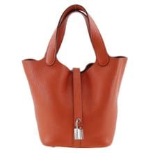 【日本直送】エルメス HERMES ピコタンロックPM ハンドバッグ トリヨンクレマンス オレンジ/シルバー金具 X レディース【中古】