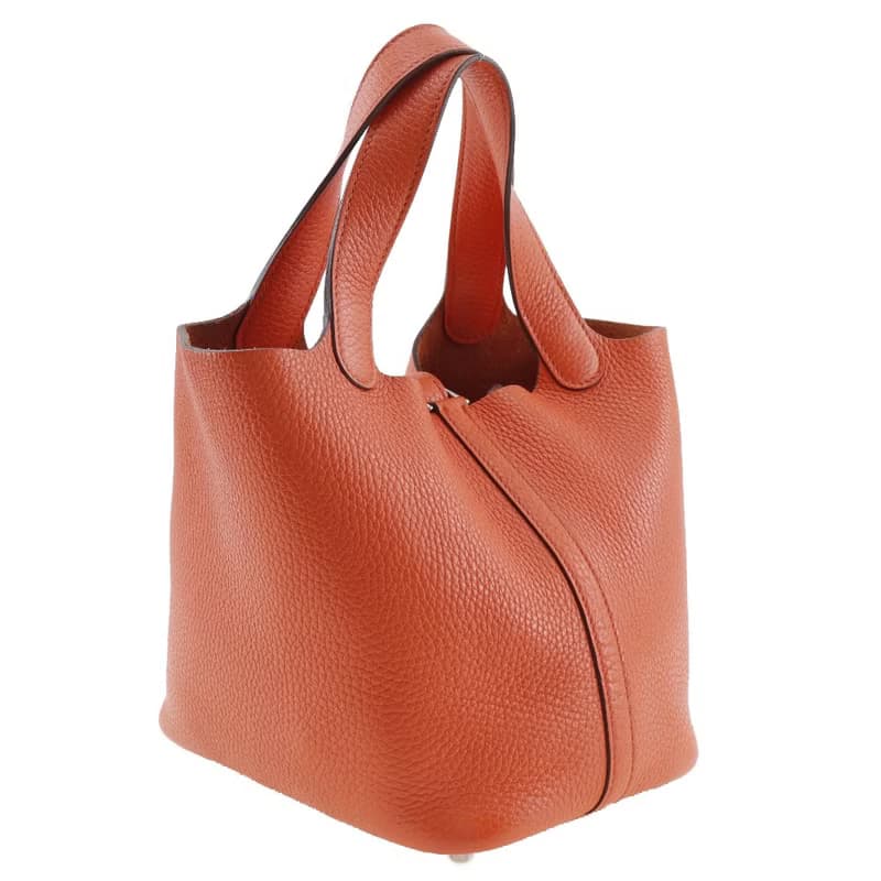 【日本直送】エルメス HERMES ピコタンロックPM ハンドバッグ トリヨンクレマンス オレンジ/シルバー金具 X レディース【中古】