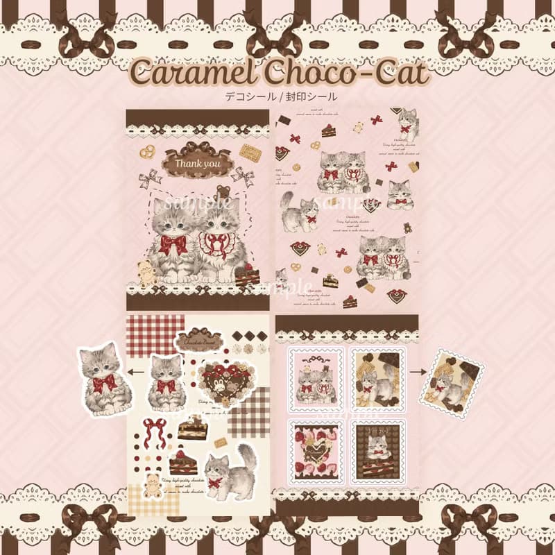 Cherish365【Caramel Choco-Cat】デコシール / 封印シール パック 4柄20枚　CHO476