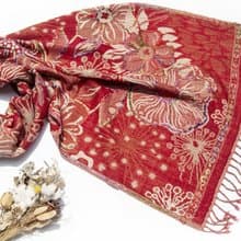 喀什米爾Cashmere/水煮羊毛披肩/針織圍巾/刺繡圍巾/羊絨披巾-花