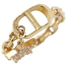 【日本直送】クリスチャンディオール Dior スター 11号 リング・指輪 金メッキ × ラインストーン スター 約2.6g レディース【中古】