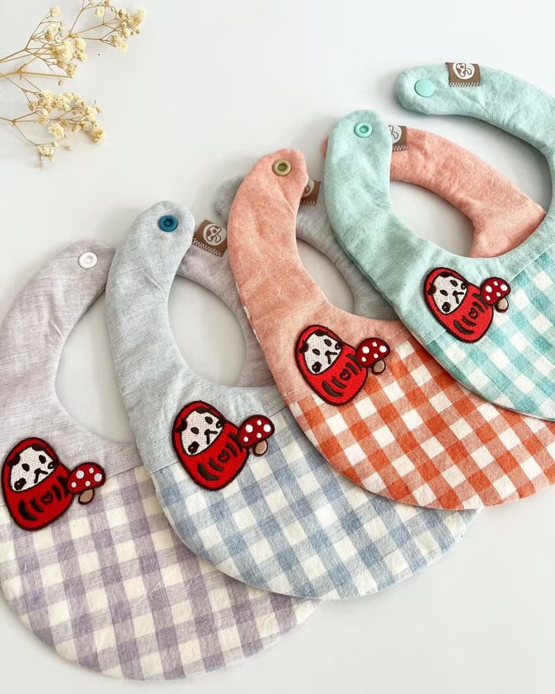 小福狗刺繡格紋六層紗兜