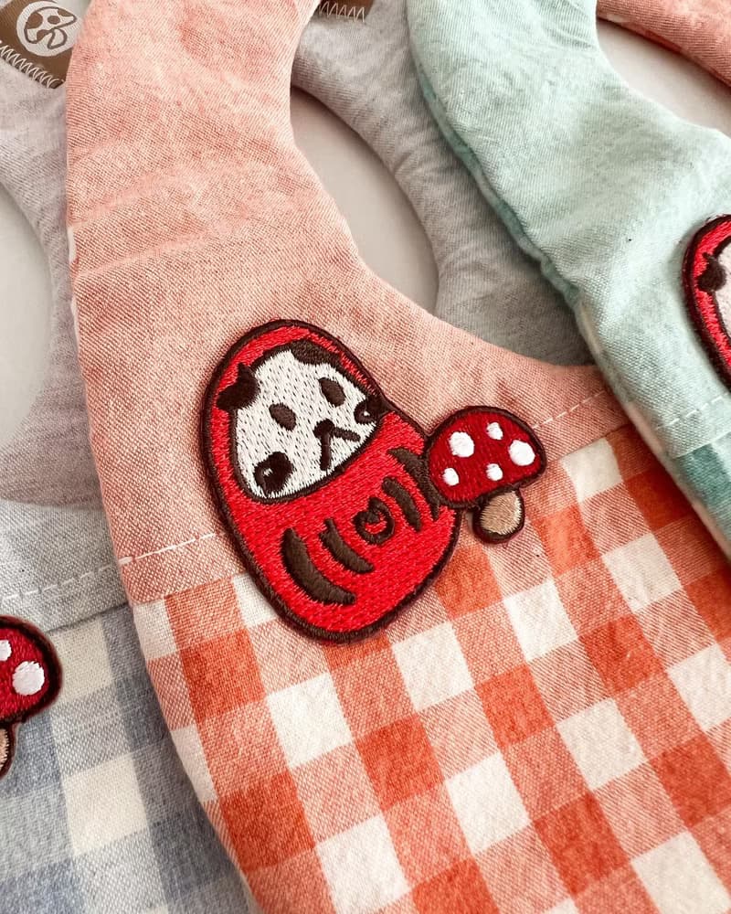 小福狗刺繡格紋六層紗兜
