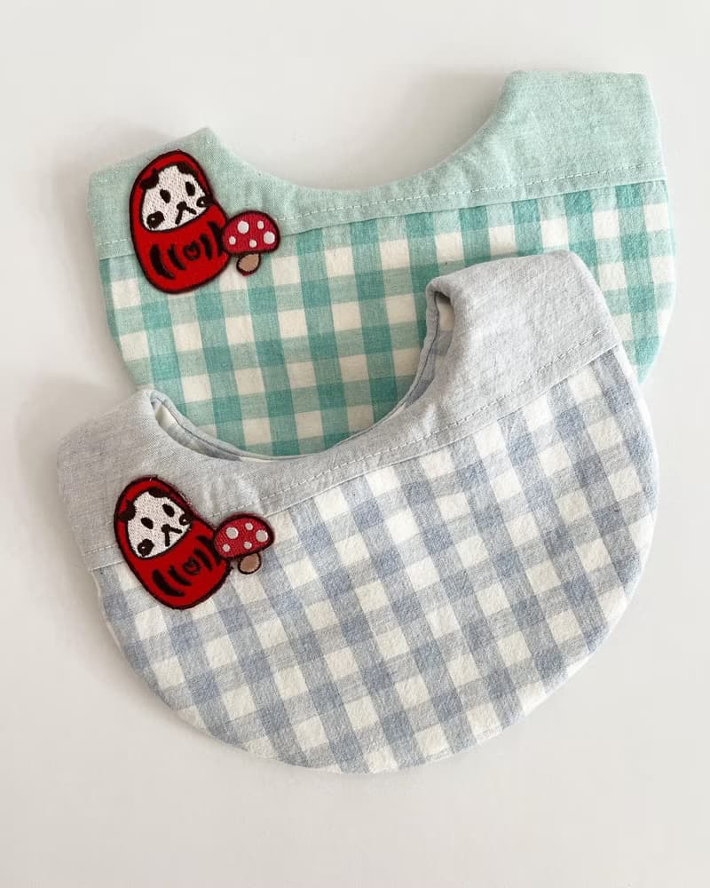 小福狗刺繡格紋六層紗兜
