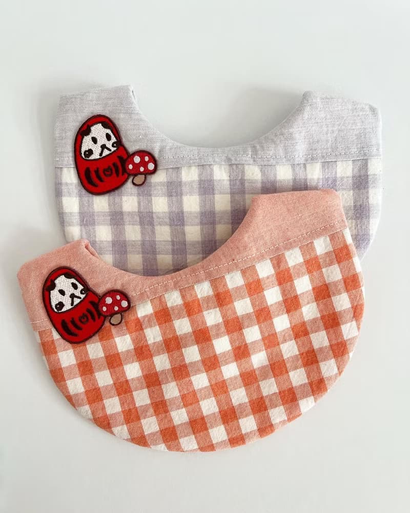 小福狗刺繡格紋六層紗兜