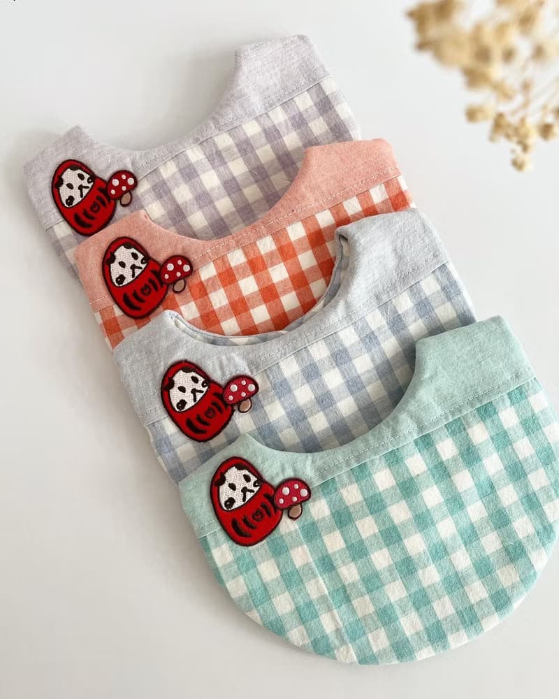 小福狗刺繡格紋六層紗兜