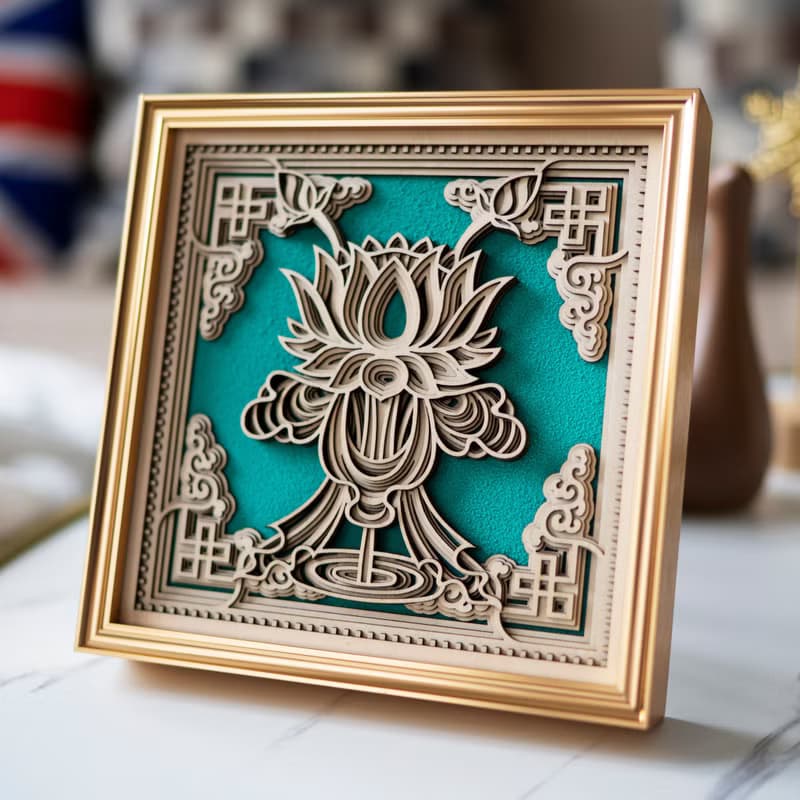 梯木疊雕-妙蓮|新中式擺件玄關酒櫃創意客廳家居裝飾品喬遷禮物