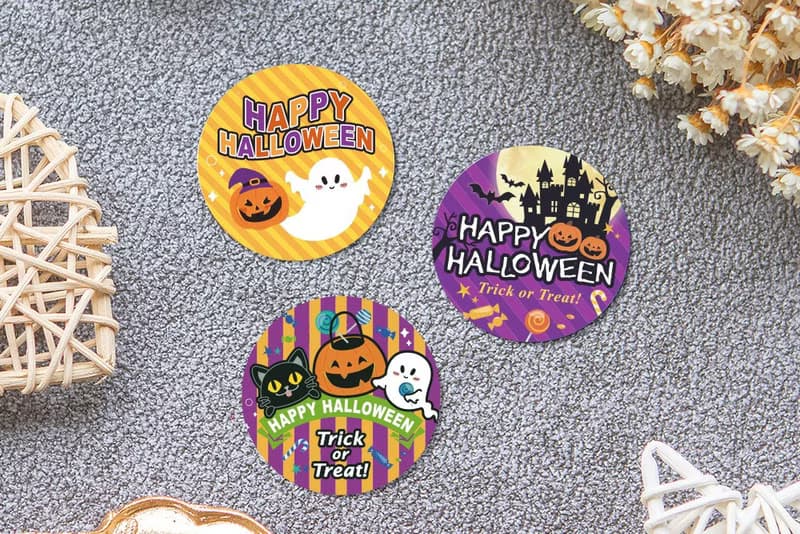 萬聖節貼紙 4cm圓形貼紙 (3款可挑) HALLOWEEN 糖果 學校 裝飾