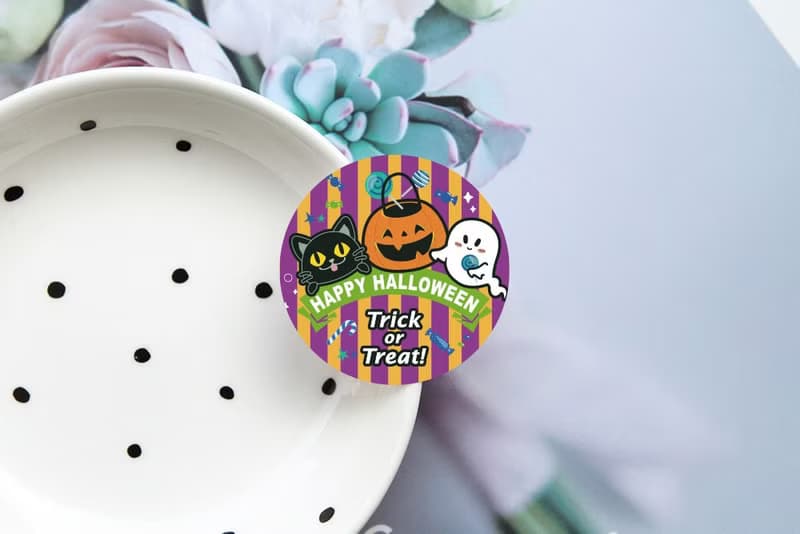 萬聖節貼紙 4cm圓形貼紙 (3款可挑) HALLOWEEN 糖果 學校 裝飾