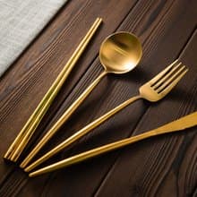 Islandoffer 304 焗漆金不鏽鋼4件禮盒套裝(匙叉筷刀) 文青高貴