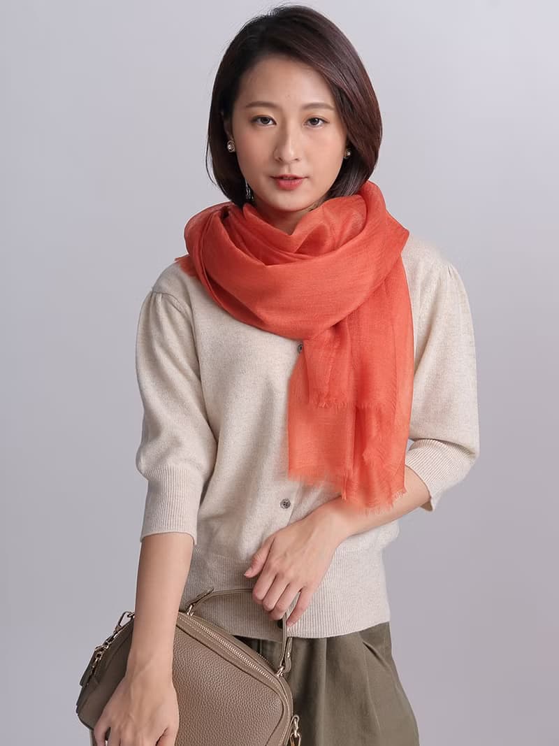 愛馬仕橘Pashmina戒指羊絨圍巾_出國禮物生日禮物精品送禮靈感