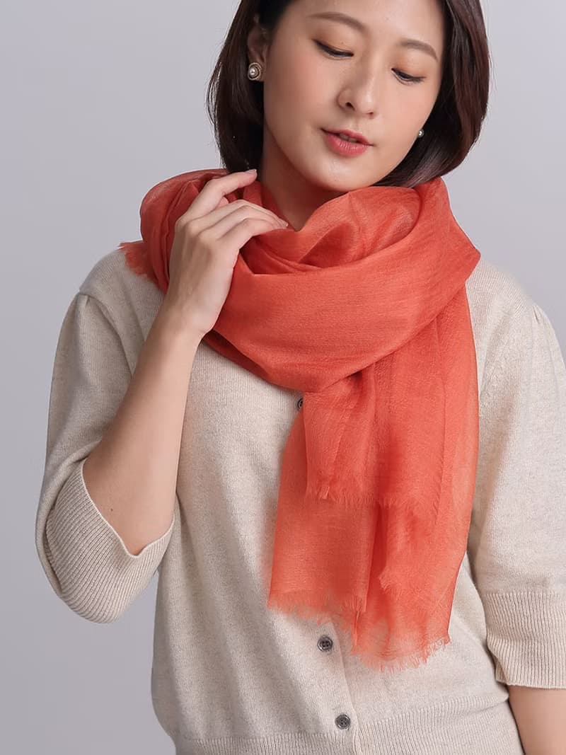 愛馬仕橘Pashmina戒指羊絨圍巾_出國禮物生日禮物精品送禮靈感