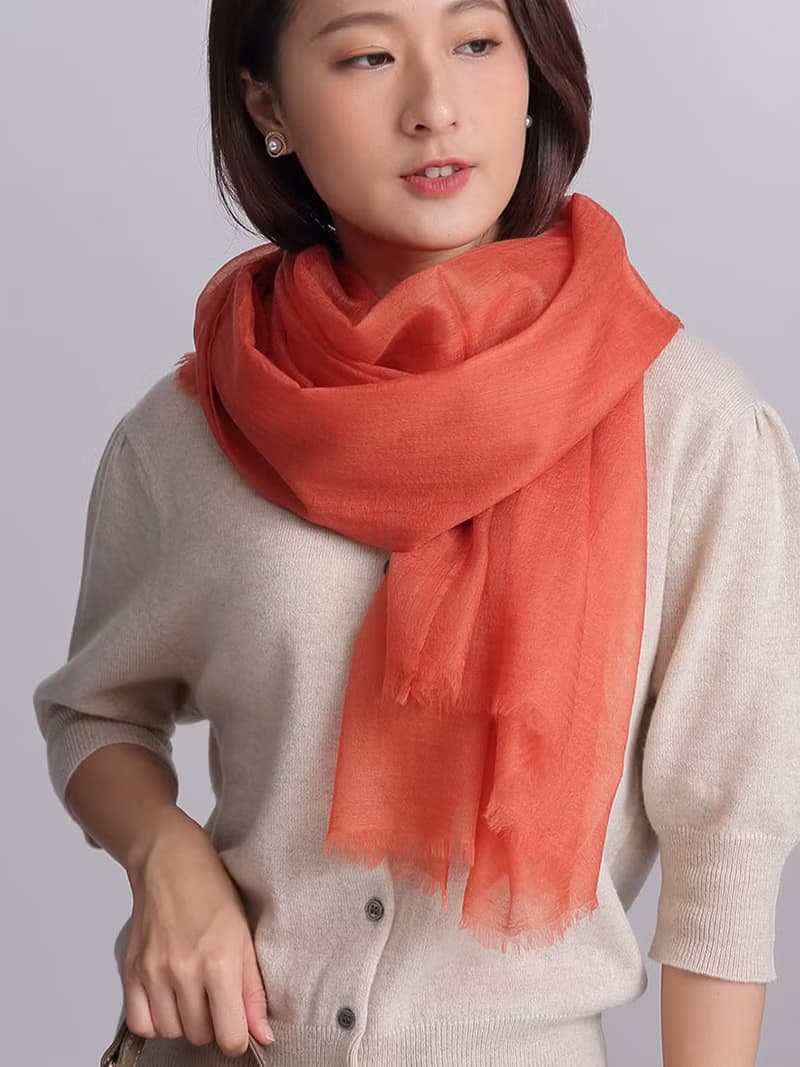 愛馬仕橘Pashmina戒指羊絨圍巾_出國禮物生日禮物精品送禮靈感