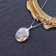 櫻花瑪瑙 天然油畫風格 增強運勢 925純銀鈦鋼項鍊