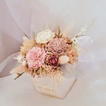 粉橘色系擴香盆花/開幕盆花/索拉花/乾燥花/不凋花 婚禮佈置 聖誕