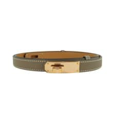 エルメス ケリー 18 ターンロック ベルト ヴォーエプソン レザー   エトゥープ色 ゴールド金具 - 01449