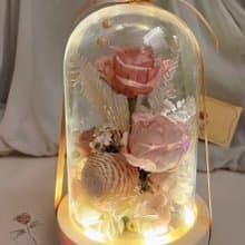 玫語花香魔法盅-永生花 乾燥花 玻璃盅小夜燈