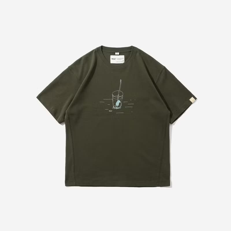 Relax Graphic Tee 橄欖綠色印花小領口廓形寬松通勤短袖棉T恤