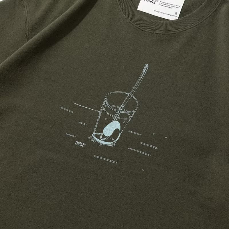 Relax Graphic Tee 橄欖綠色印花小領口廓形寬松通勤短袖棉T恤