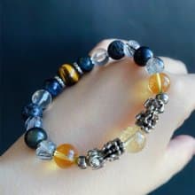 招財 避邪 開運貔貅 虎眼石 白水晶 黃水晶 天然石 禮物 男款手鍊