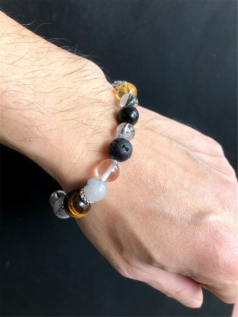 招財 避邪 開運貔貅 虎眼石 白水晶 黃水晶 天然石 禮物 男款手鍊