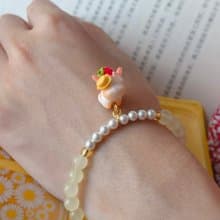circle原創設計手作禮物草莓兔兔甜美女生氣質個性創意粘土手鏈